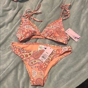 Wild Fable Paisley Bikini Set in Pink and Peach
